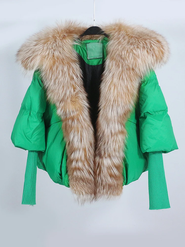 OFTBUY New White Duck Down Jacket Winter Women Warm Loose Coat Natural Real Fox Fur Collar Thick Luxury Outerwear New Fashion