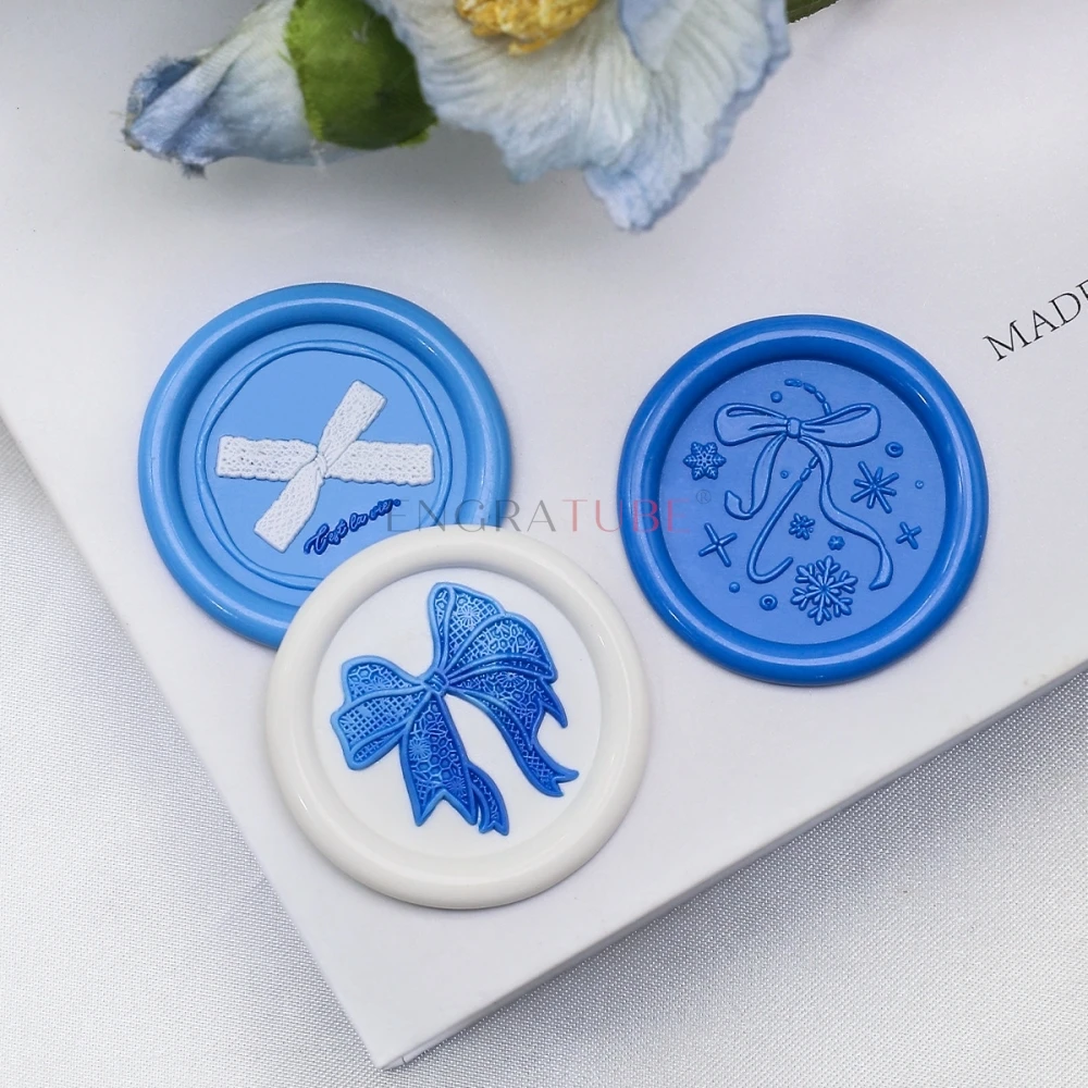 25mm Sealing Wax Stamp 3D Relief Pearl Lace Ribbon Gift Box Bow Tie For DIY Wedding Invitation Scrapbooking Envelope Card Gift