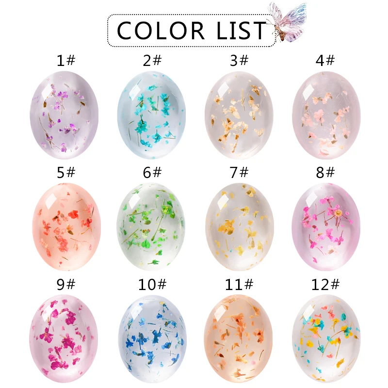 MTssii Floral Nail Varnish Gel Polish Paint Dried Flowers Nail Art Lasting Effect UV LED Gel Varnish DIY Natural Fairy Nails Gel