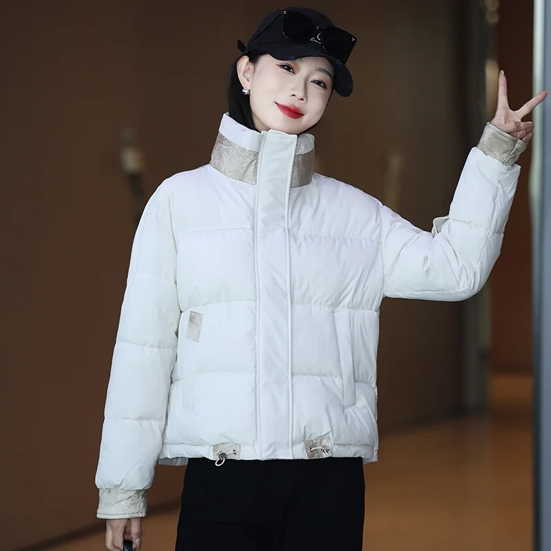 

Новинка 2023 года, корейская зимняя женская пуховая парка, хлопковая куртка, короткая верхняя одежда с хлопковой подкладкой, женские зимние парки с воротником-стойкой