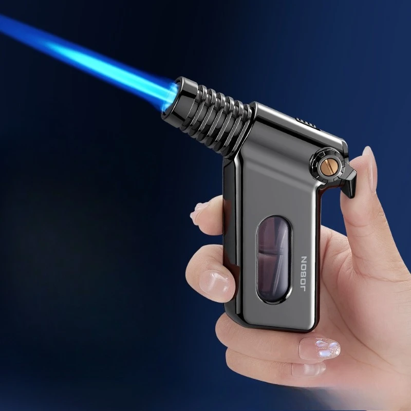 JOBON High Temperature Cigar Windproof Lighter Portable Direct Charge Blue Flame Transparent Window Safety Lock Outdoor Lighter