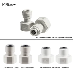 2Pcs 3/8(9.5mm) Push In Fittings To 5/8 1/2 3/4 Thread Female Adapter,Plastic Quick Connector Joint For Keg Coupler,Tap Shank