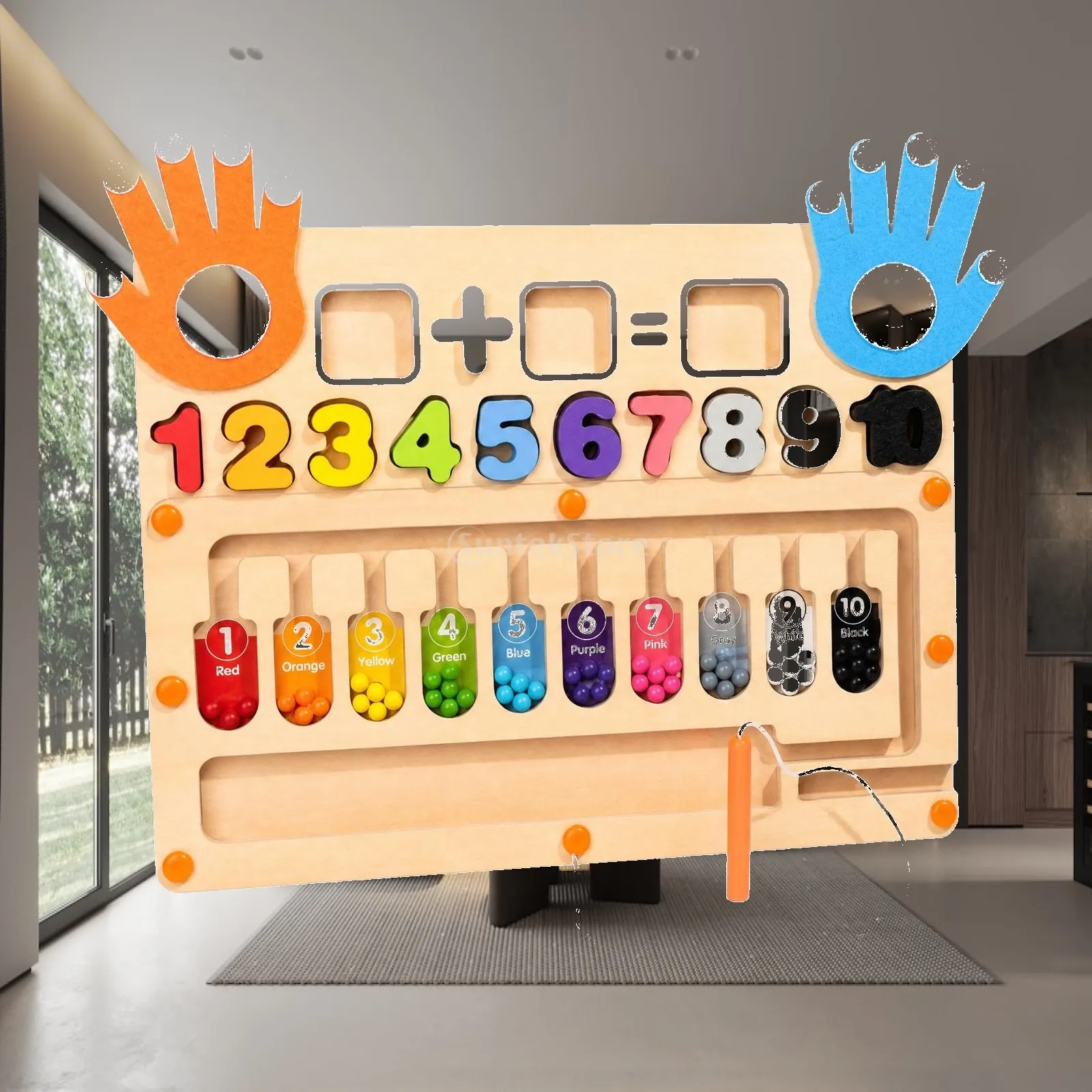 Finger Arithmetic Maze Board Hands-on Preschool Math Maze with Stylus Counting Game with Beads Interactive Fine Motor Skill Toy
