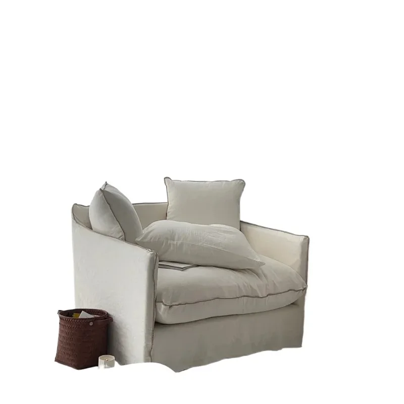 

Japanese-style wabi-sabi cream style single sofa removable and washable bed and breakfast linen simple sofa