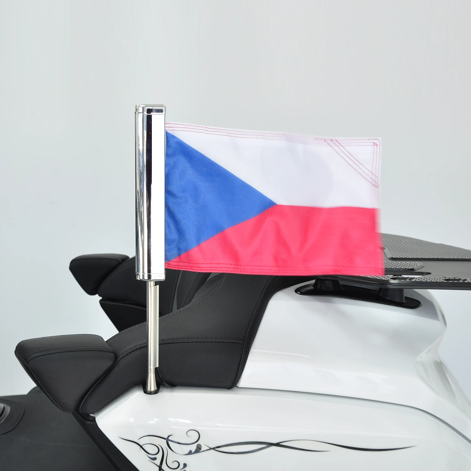 

Panical Czech Republic LED Passenger Rear Trunk Flag Set Flagpole Kit For Honda Gold Wing Tour GL1800 2018-2024