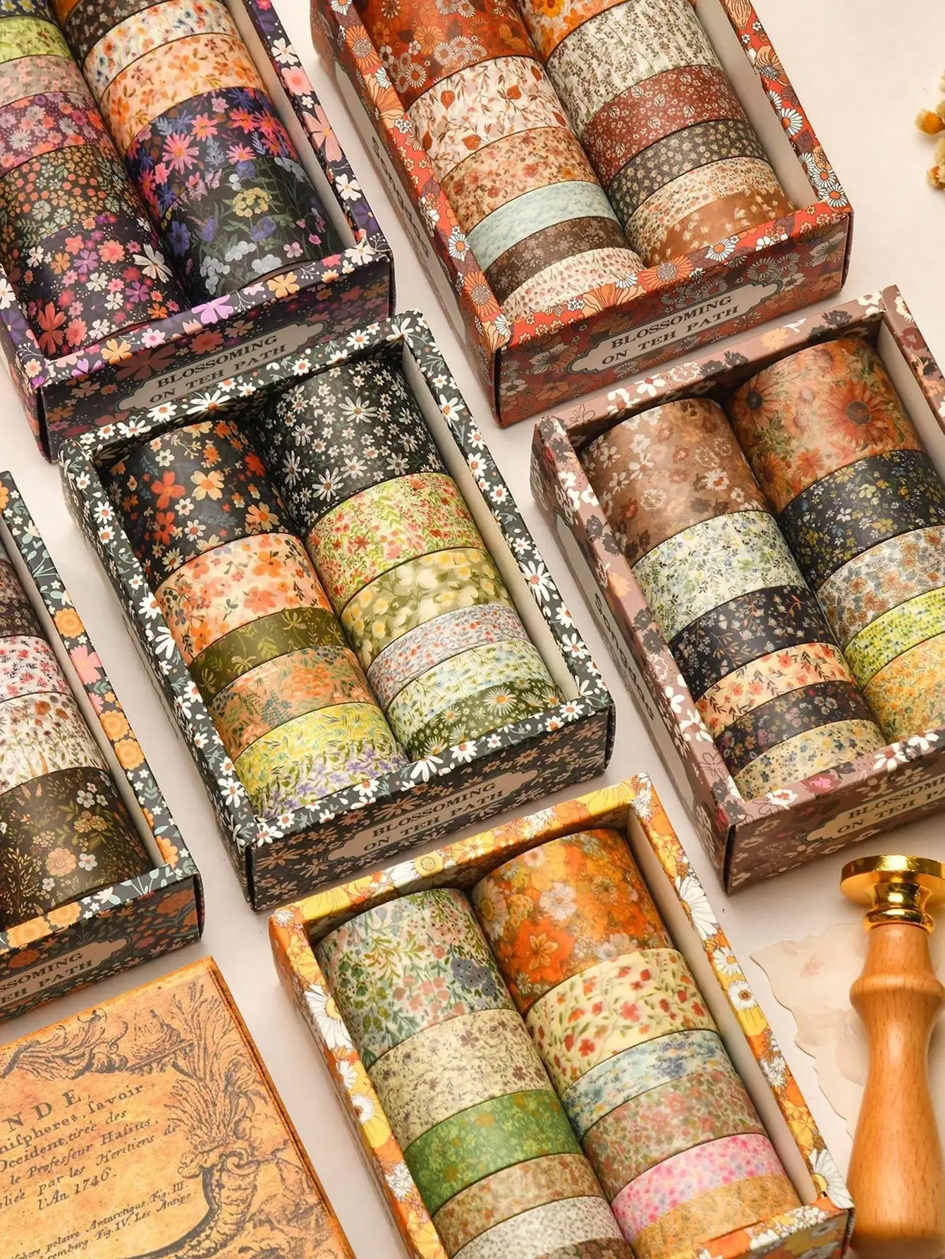 12 Rolls Vintage Floral Washi Tape Set, 2m (2.2 Yards) Per Roll, Decorative Masking Tape For Bullet Journals, Scrapbooking, DIY Crafts, Art Notebooks (Random Styles) School Supplies