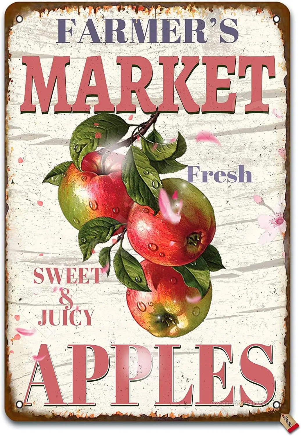 Farmers Market Fresh Sweet And Apples Vintage Poster Tin Sign Bathroom Home Garden Retro Store Cafe 8X12 Inch Retro Look Metal P