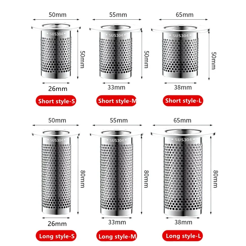 Stainless Steel Sink Filter Mesh Floor Drain Filter Mesh Kitchen Sink Anti-clog Filter Bathroom Hair Catcher Sink Accessories