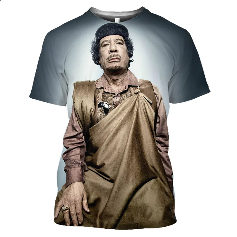 Gaddafi Libyan Dictator 3D Printed T-shirt Men Women Libya Men Women Fashion Harajuku Short Sleeve Plus Size Tops Tee Clothes