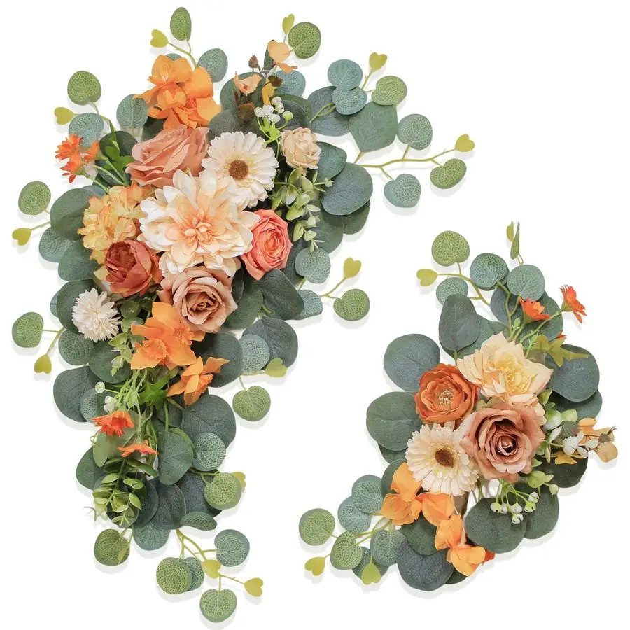 

Wedding Arch Flowers for Wedding Sign,Set of 2 for Wedding Welcome Ceremony Sign,Faux Floral Swags,Wedding, Banquet and Receptio