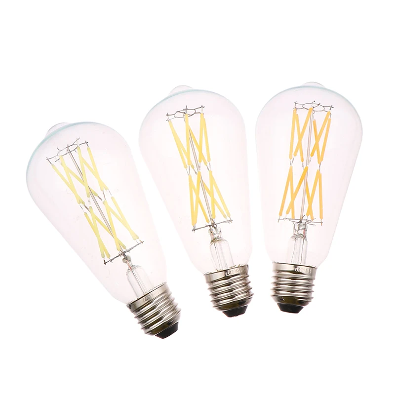 ST64 Vintage Replace LED Filament Bulb E27 12W 16W LED Light Bulb Transparent Glass Antique Shape Decoration Lighting Lamps