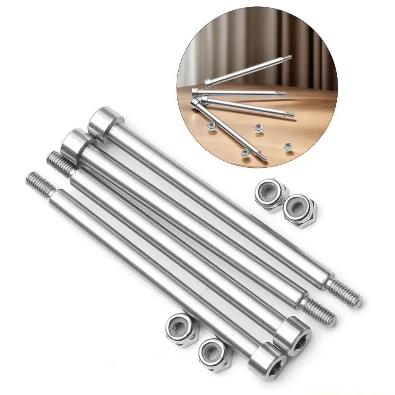 A2BE 4Pieces 4x60mm Stainless Steel Threaded Hinge Pins A-Arm Upgrades with Set for Remote Control Vehicle Car Accessory