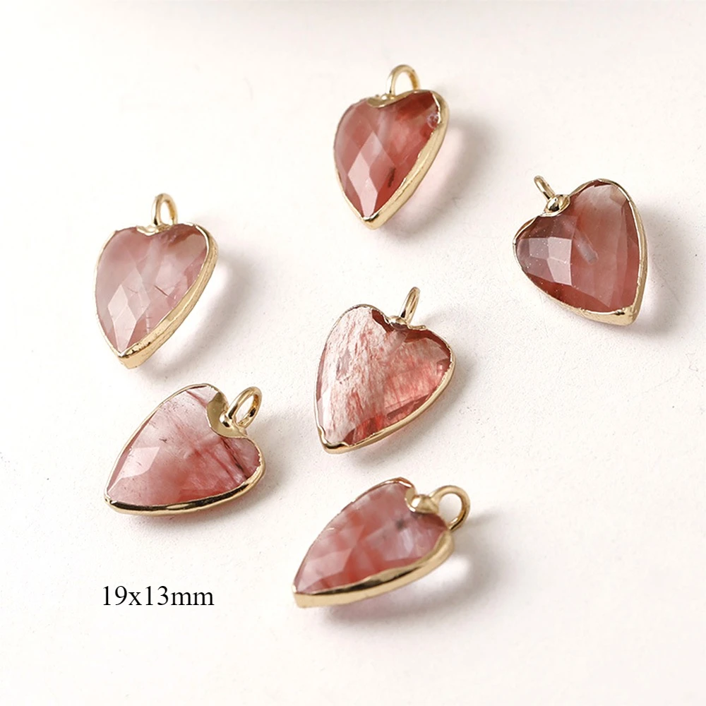 2 Pieces Crystal Jade Package with Gold Border Sharp Edged Heart-shaped Pendant DIY Jewelry Making Necklace Bracelet Accessory