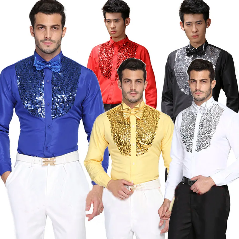 Sequins Designer Tuxedo Shirts For Men Long Sleeved Anti-Wrinkle New Fashion Quality Cotton Blends Performance Camisas De Hombre