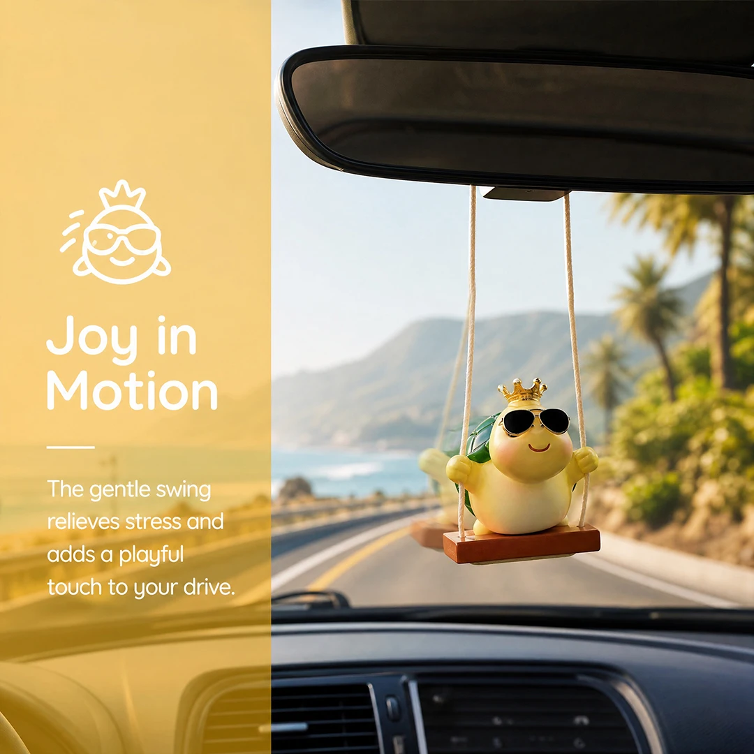Cute Turtle Swing Car Hanging Ornament Funny Rearview Mirror Pendant Kawaii Car Accessories for Women Men Unique Gift for Driver