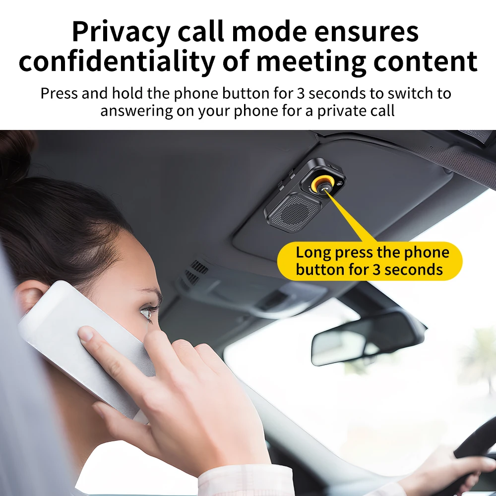 Car Bluetooth 5.4 Hands-Free Speaker – Wireless Kit with Visor Clip, Siri & Google Assistant Support 4