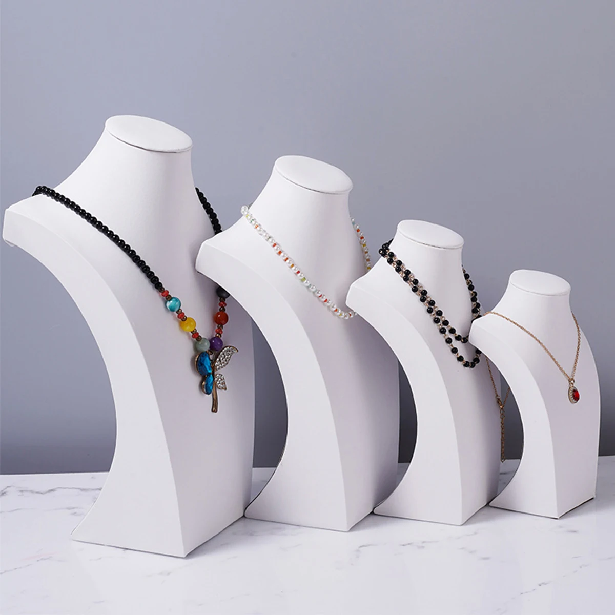 1PCS Fleece Portrait Model Necklace Display Stand Jewelry Neck Model Hanging Stand Counter Window Jewelry Storage Organizer