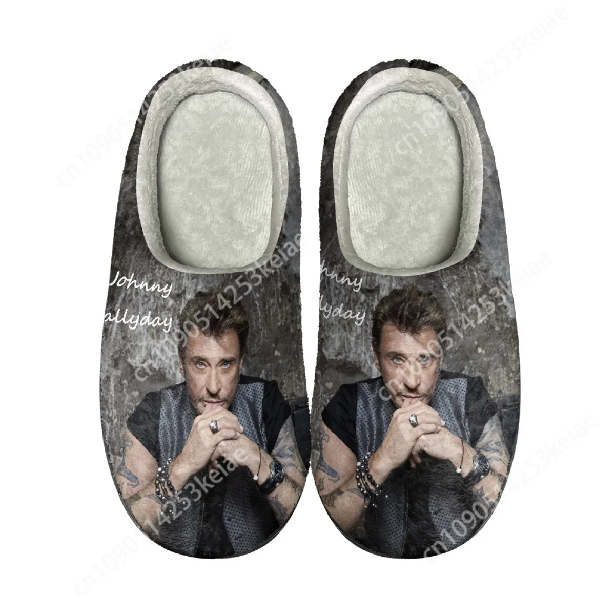 

Custom Polyester Cotton Slippers Women Men Home Shoes Simple Non-slip Slides Singer IndoorSinger Johnny Hallyday Footwear