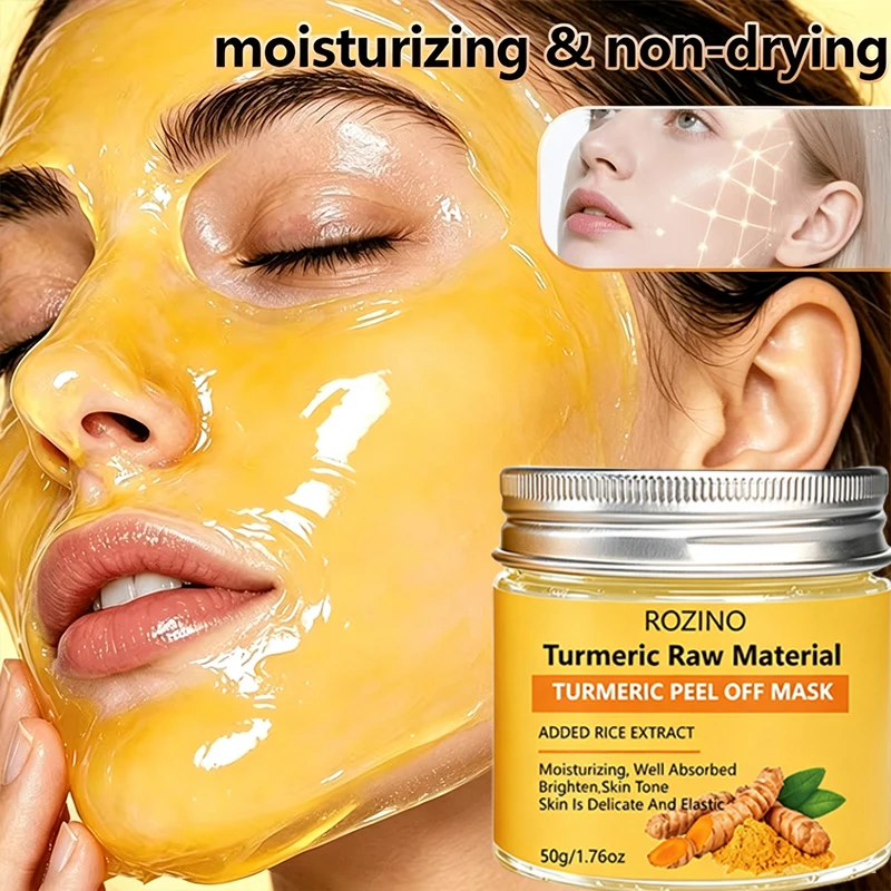 Rozino Turmeric Portable Smear-On Instant Moisturizing and Lifting Peel-Off Mask, with Turmeric Plant Extracts and a Hydrating Formula, the Dense and Smooth Paste Adheres Closely to the Skin, Providing Instant Hydration and Soothing for Dull and Rough Skin, Instantly Softens and Lifts the Surface Skin Texture, Forming a Thin Film That Gently Removes Impurities, Gently Brightens and Enhances Skin's Radiance, and Long-Lasting Moisture Retention, a Great Facial Moisturizer for Autumn and Winter