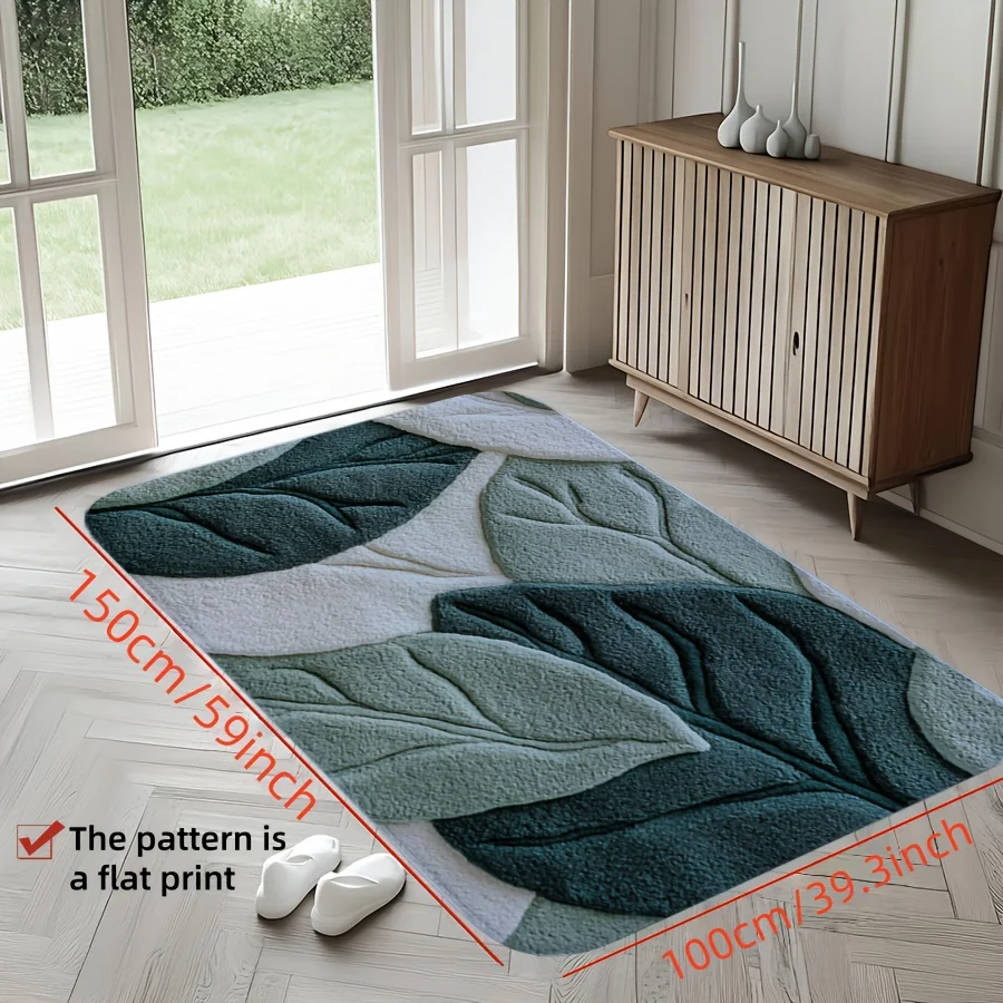 Green Leaf Print Bath Mat – Non-Slip, Durable Rug for Bathroom, Kitchen & Entryway, Perfect Housewarming Gift for New Homeowners