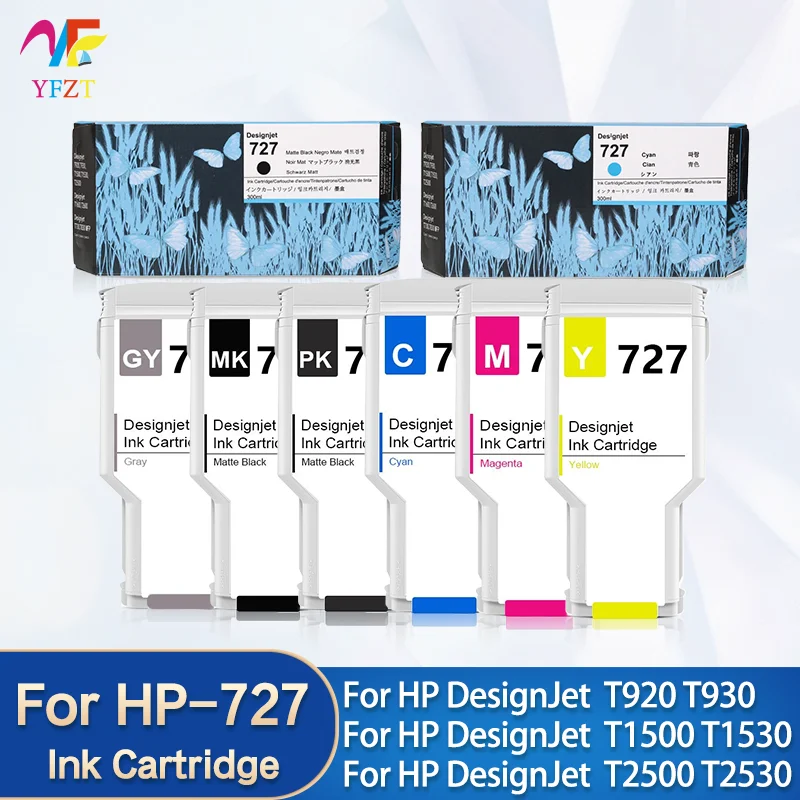 For HP 727 727XL 300ml Ink Cartridge With Full Ink With chip For HP DesignJet T920 T930 T1500 T1530 T2500 T2530 Printer B3P19A