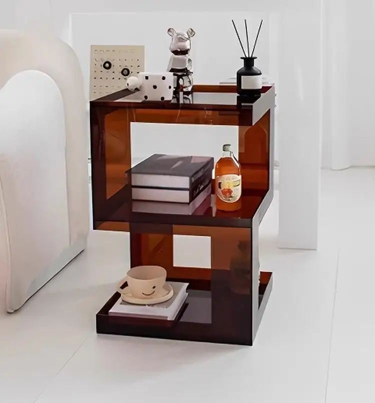 Modern Mechanical Style Acrylic Nightstands Side Table High Quality Storage Cabinet for Bedroom Living Room Office Balcony