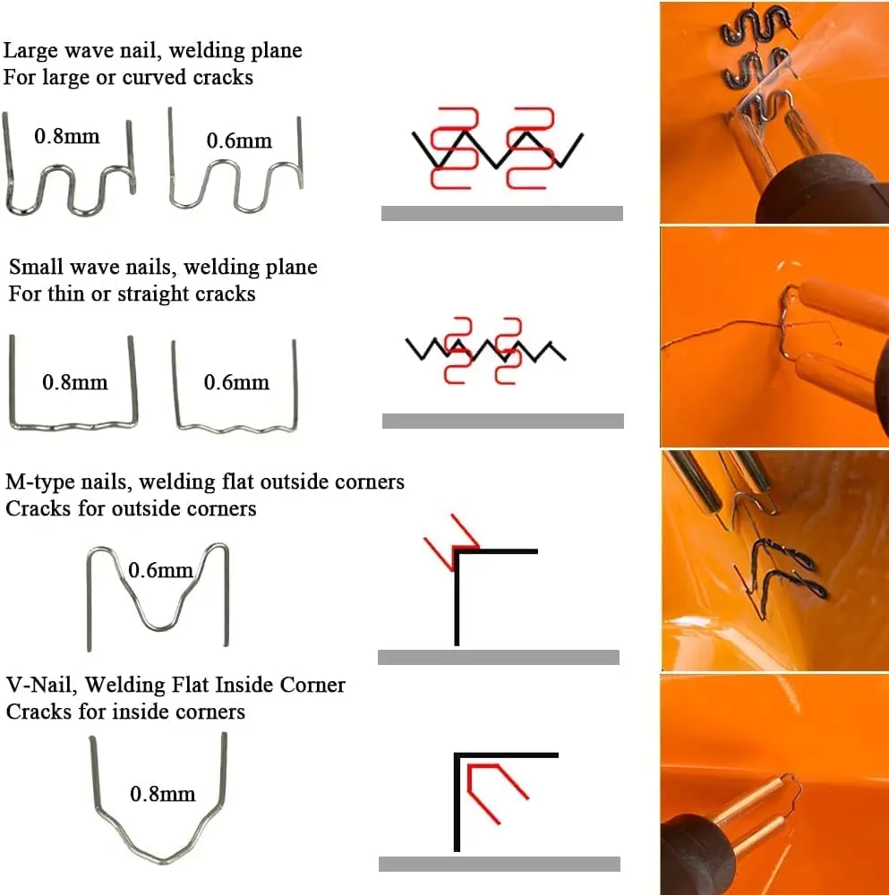 Imagem -04 - Hot Staplers Plastic Welding Machine Pistola de Calor para Carro Bumper Kit de Reparo de Crack Ferro de Solda Ferramenta de Garagem Soldador Pvc 1000 Pcs