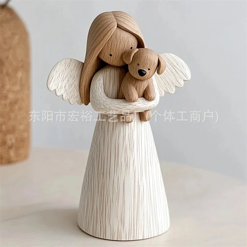 Angel Dog Memorial Figurine Guardian Angel Holding Puppy Resin Statue For Pet Loss Remembrance Sympathy Gift Desk Home Decor