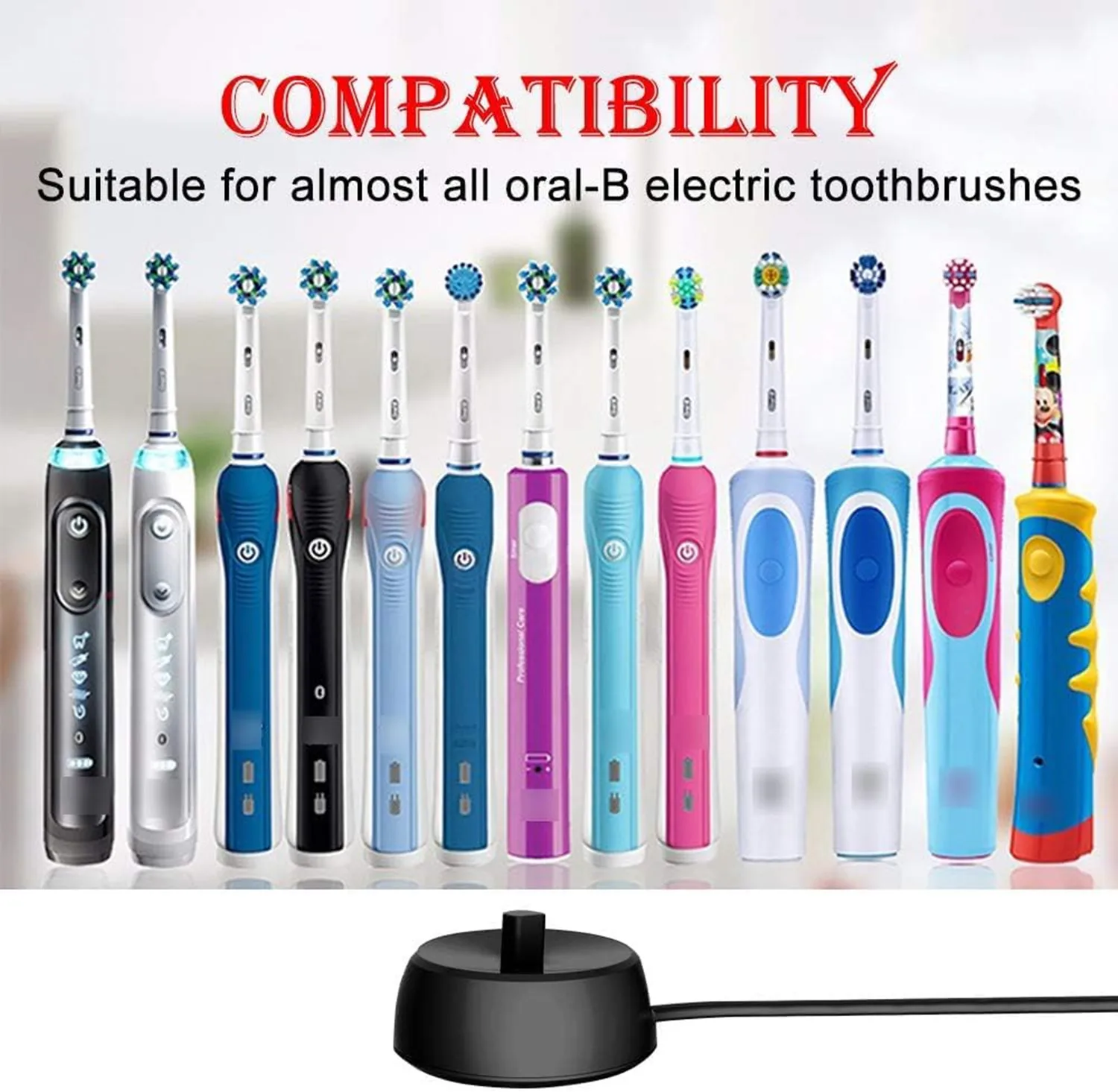 Ersatz-Ladegerät für elektrische Zahnbürsten von Braun Oral-B, Modell 3757, für Oral B Original Pro SmartSeries und die meisten Zahnbürsten, Wate