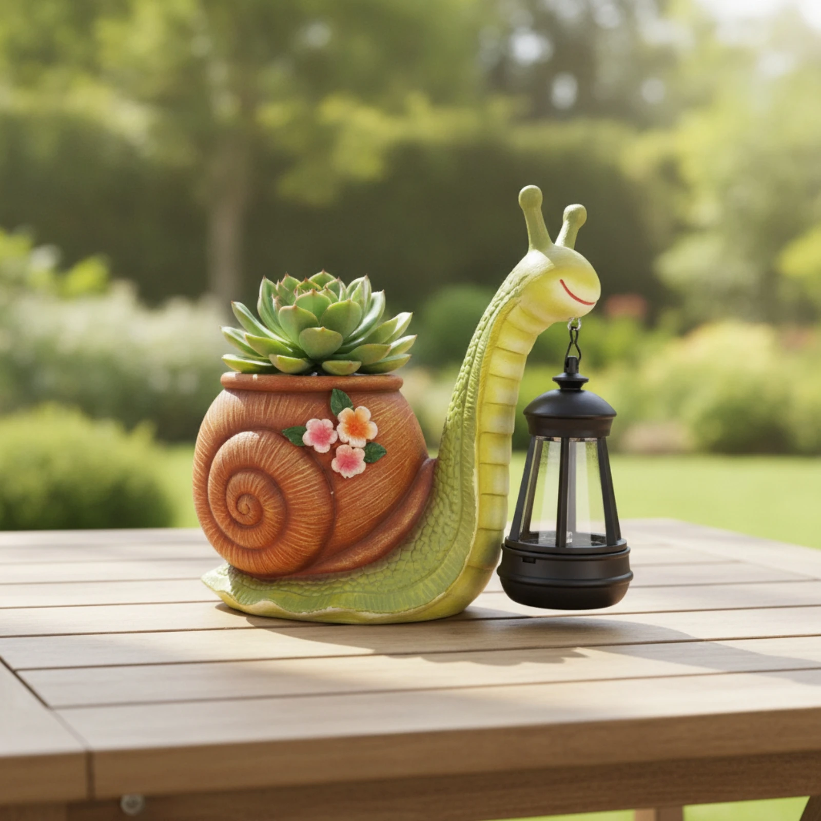 Snail Planter with Lantern Whimsical Snail Statue with Lantern Figurine Compact for Homeowners, Patio, Balcony
