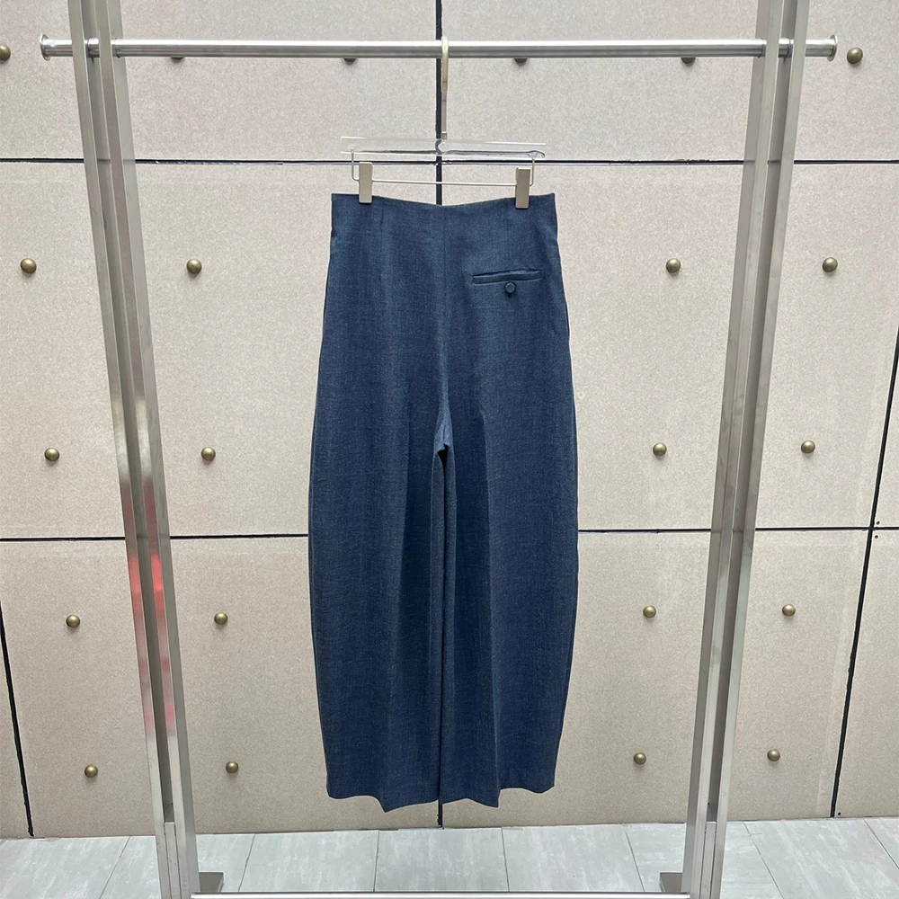 Women High Waist Pleated Wide Leg Suit Pants Loose Trousers Elegant Draped Casual Long Pants Female Office Commuter Bottoms