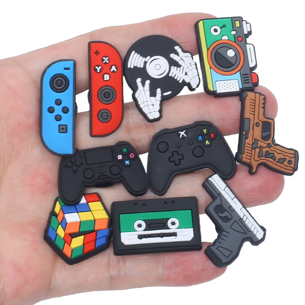 Single Sale 1pcs PVC Gamepad series Shoes Charms Accessories Children Decorations Fit Wristband Charm Party Present