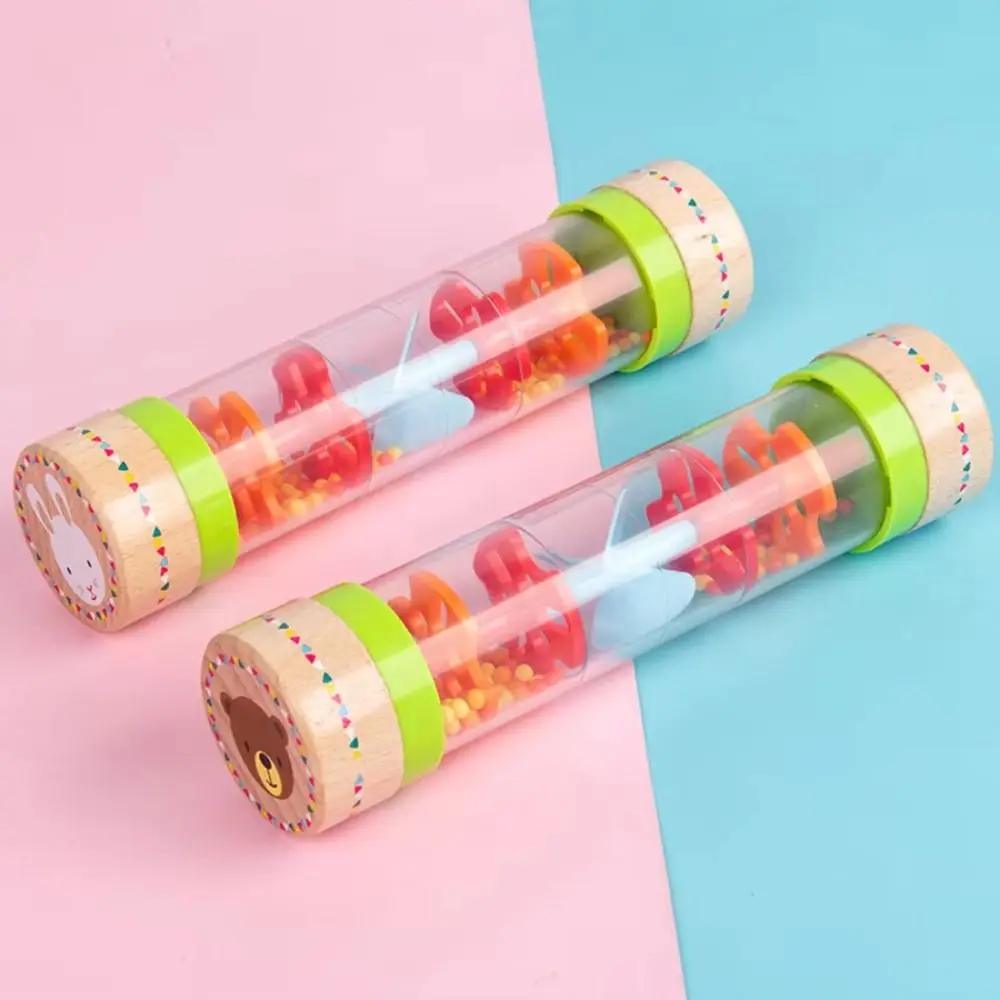 Wooden Rain Stick Musical Rainbow Hourglass Rain Stick Rain Sounder Hearing Rain Sound Hand Shaking Simulation Rain Sound