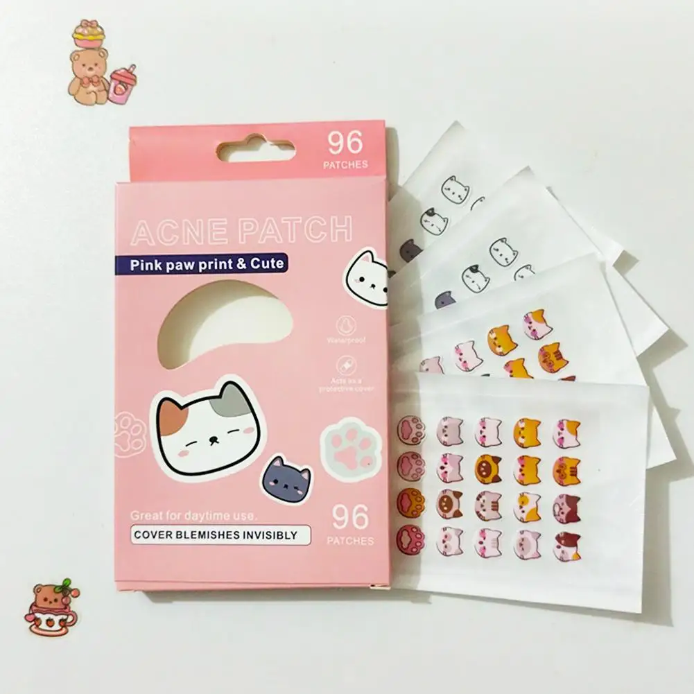 Cartoon Cat Pimple Patch Acne Cute Skin Care Stickers Acne Spots Tool 96 Patches Marks Makeup Pieces Concealer Covering W6O5