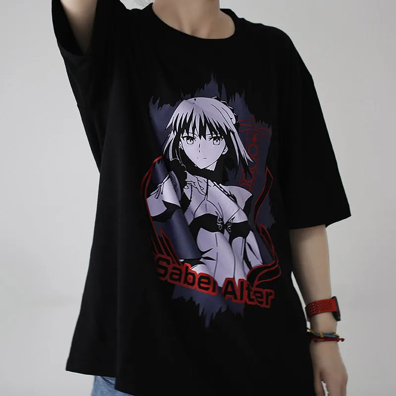 Fate Stay Night Heaven\'s Feel Saber Alter Altria Anime FGO FSN Short-Sleeve Graphic T-Shirt Summer Thin Gift