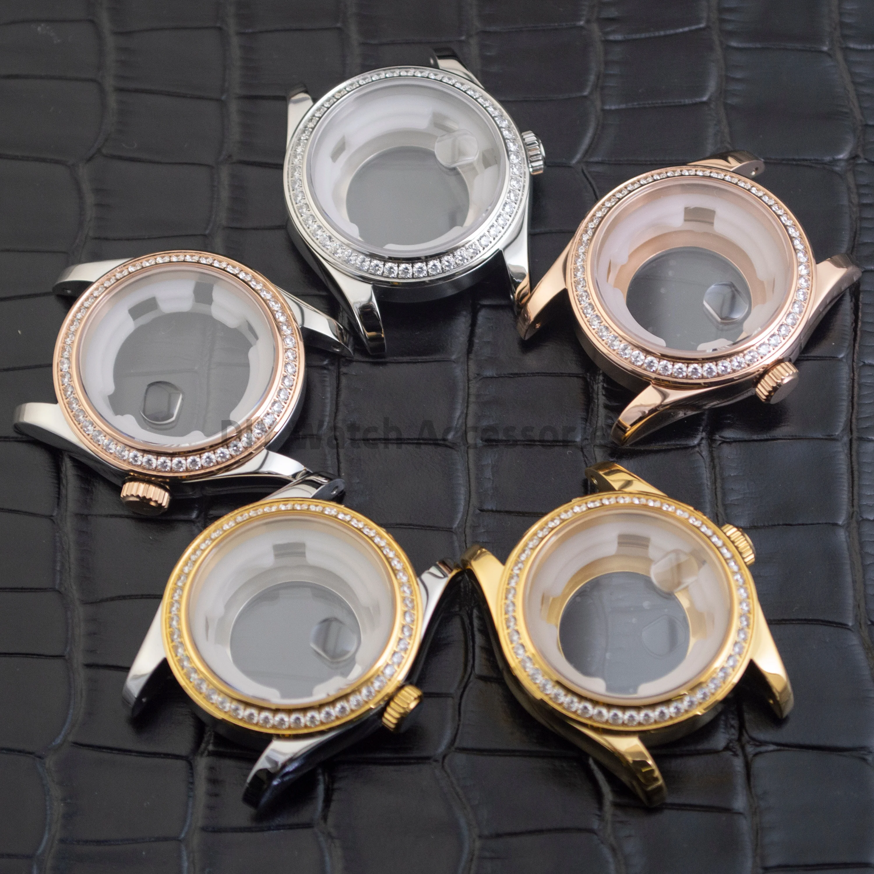 

Diamonds Watch Case Women's Case NH05 Case 33mm Watch Case 25mm Strap Stainless Steel Sapphire Glass Case For NH05 NH06 Movement