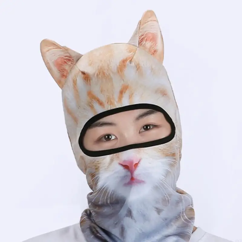 قبعة صغيرة حرارية ثلاثية الأبعاد غطاء وجه حيواني قناع وجه دراجة دراجة على الجليد قبعة شتوية للحفلات لمهرجان موسيقى عيد الميلاد #3