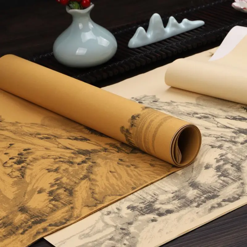 Four Six Feet Half Size Rice Paper Half Raw Half Cooked Xuan Paper for Calligraphy Painting Landscape Scroll Art Supply