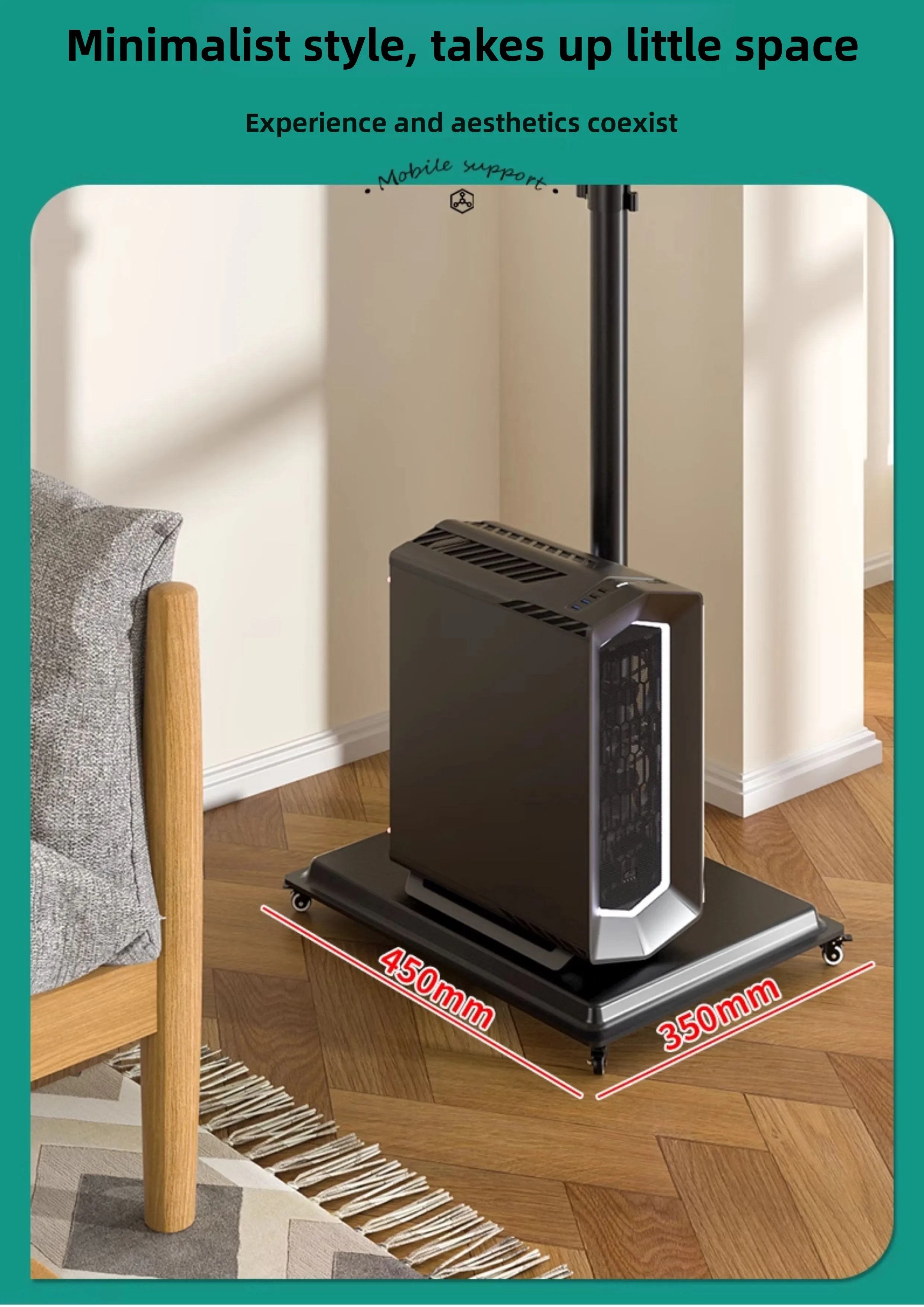 Adjustable Mobile Standing Desk Riser with Ergonomic Monitor Arm and Keyboard Tray