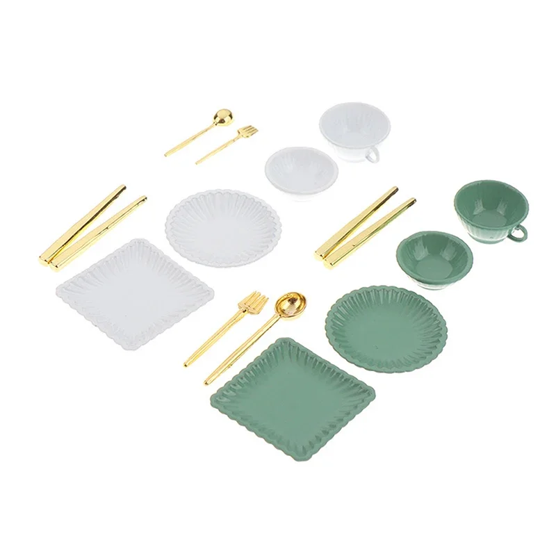 7 Pz/set 1:12 Casa Delle Bambole Piatti In Miniatura Tazze di Caffè Coltelli Forchette Cucchiai In Miniatura Giochi Di Imitazione Cucina Giocattolo Casa Delle Bambole Accessori