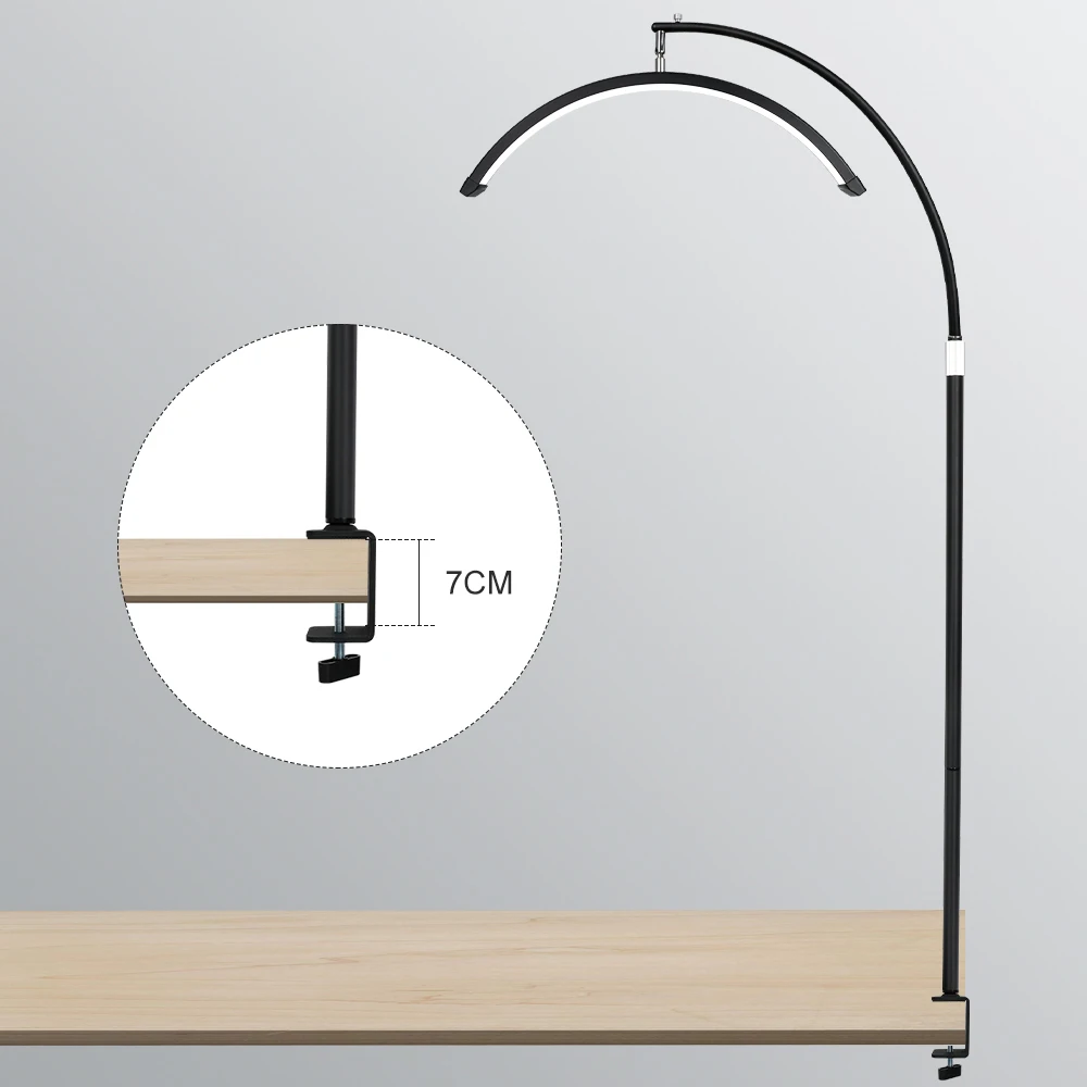 23" 36 W dimmbare Wimpernlampe, drehbares Halbmondlicht, Lash Tech, verstellbares LED-Wimpernlicht, Kosmetikerinnenlicht mit Telefonhalter – Detail 11
