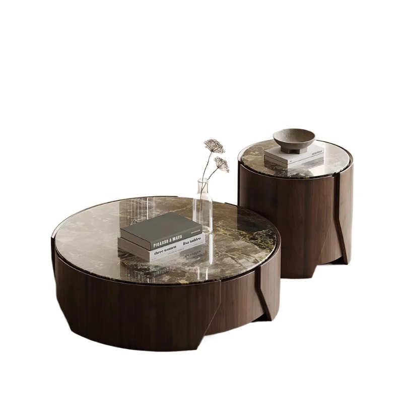 

Italian minimalist, designer high-end marble coffee table combination, living room household round coffee table