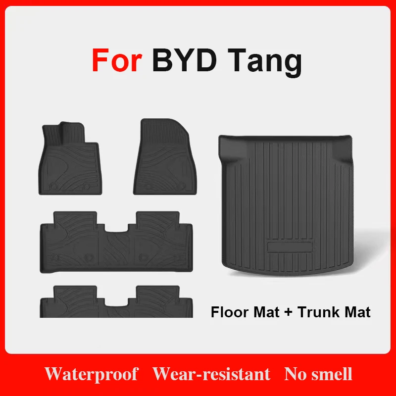 Custom Fit Car Interior Accessories TPE Floor Mat for 2018-2026 BYD Tang EV DM-i DMI DM-P DMP Trunk Cargo Mat 6 7 Seaters