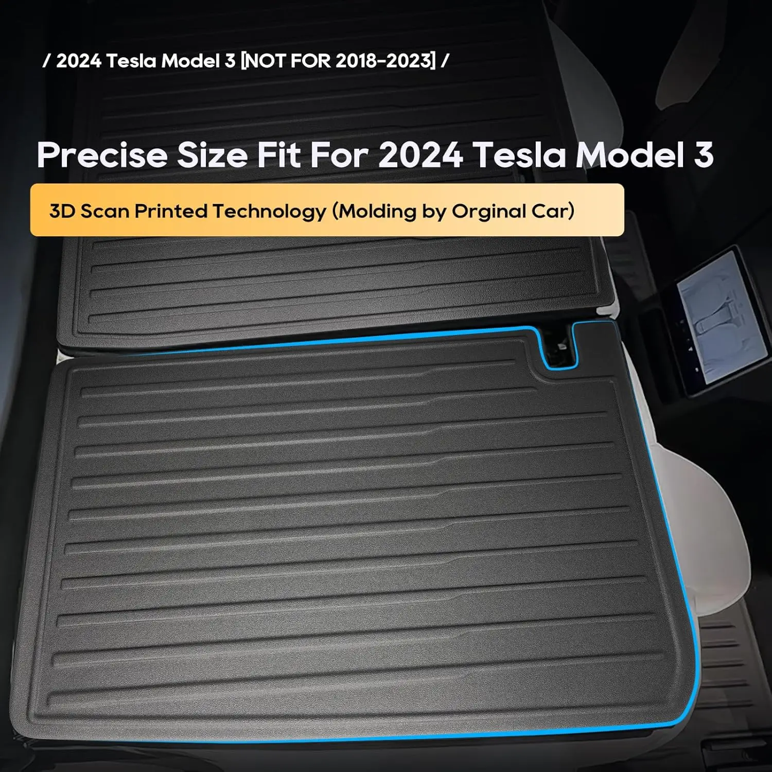 Rear Seat Back Protector Cover For Tesla Model 3 Highland TPE All Weather Trunk Backrest Split Liner Anti-scratch Anti-dirty Pad