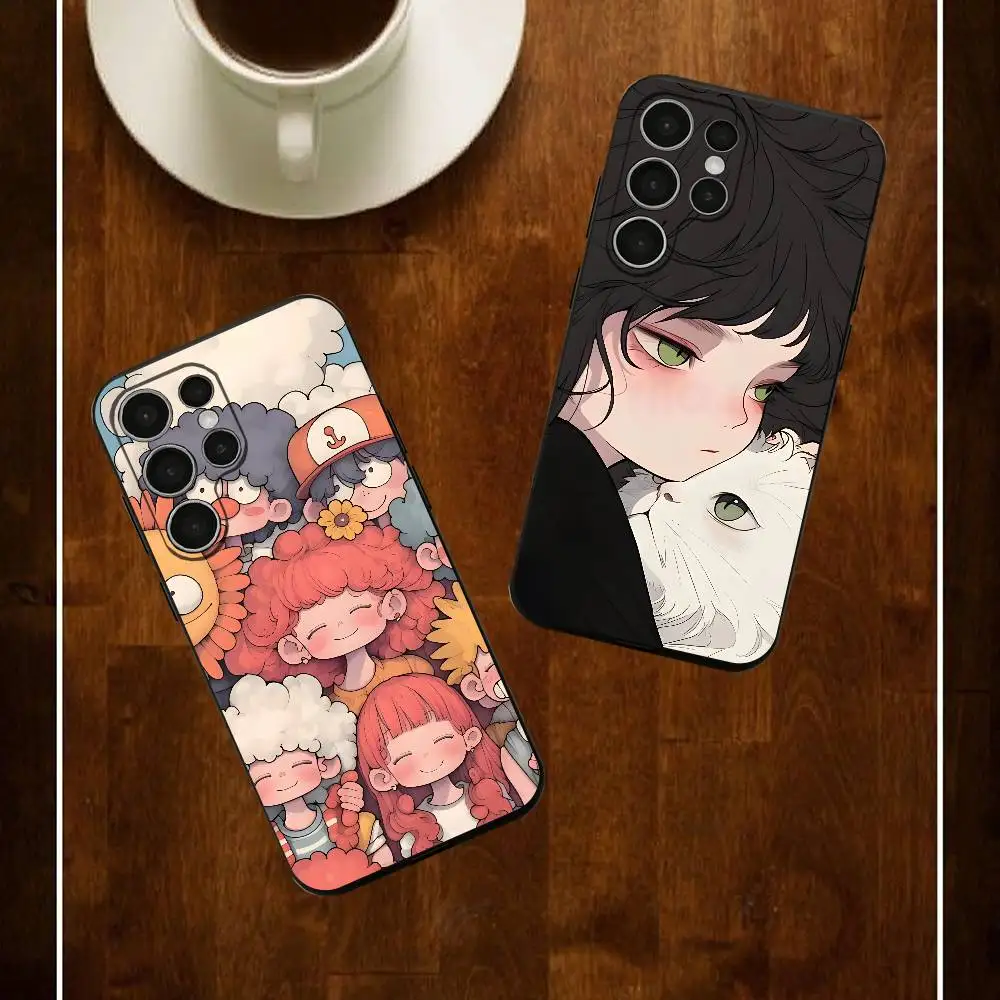 Illustration Friends Phone Silicone Case For Samsung S24 22 20 23 21 20 Ultra Plus Lite 5G Print Cover