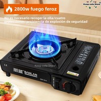 Portable Butane Gas Stove for Camping - Compact Windproof Burner with Safety Lock, Outdoor Cooker for Hiking