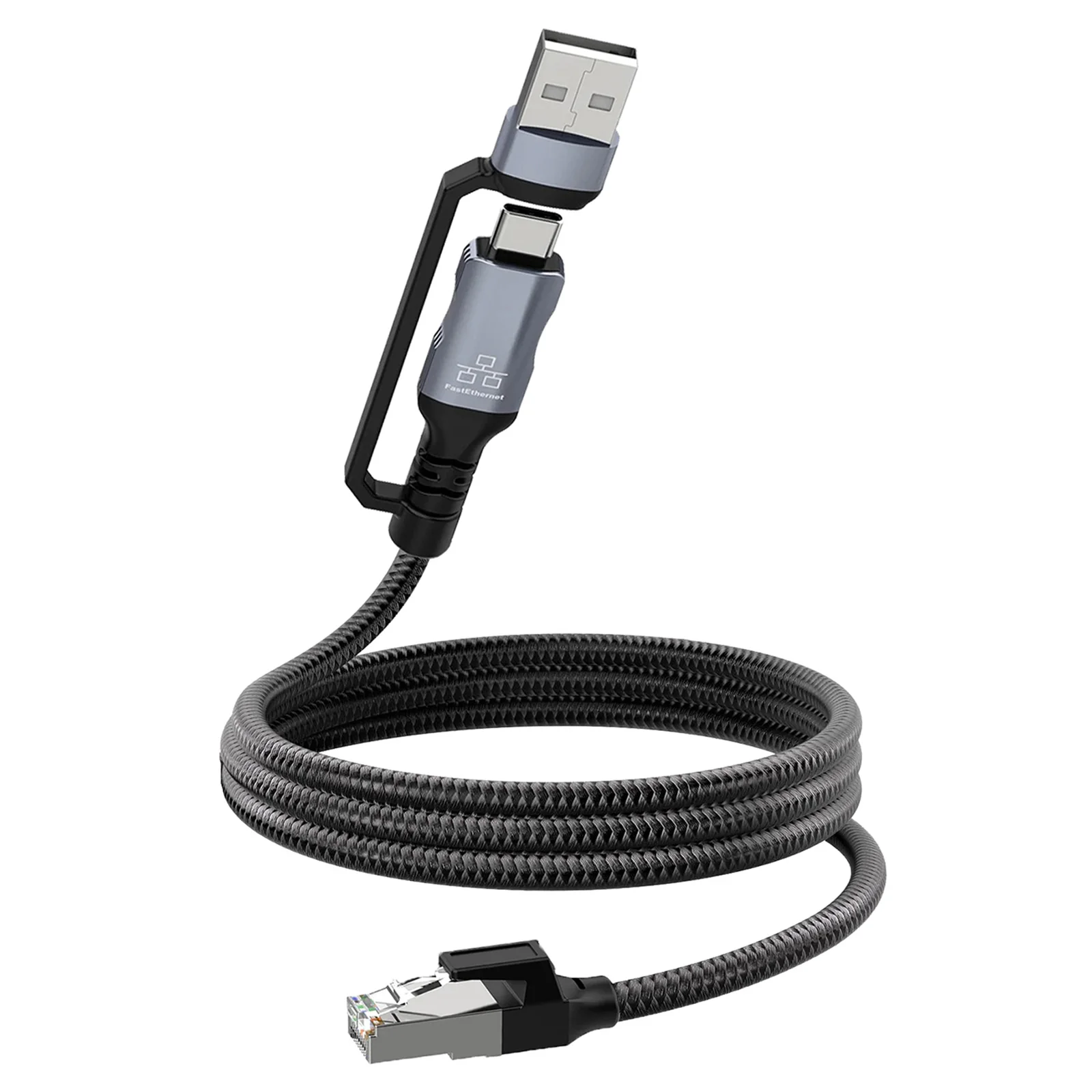 1.8m USB+Type C Ethernet Adapter Cord USB Type-C To RJ45 Networking Cable Compatible for Laptop Desktop PC Switch Windows