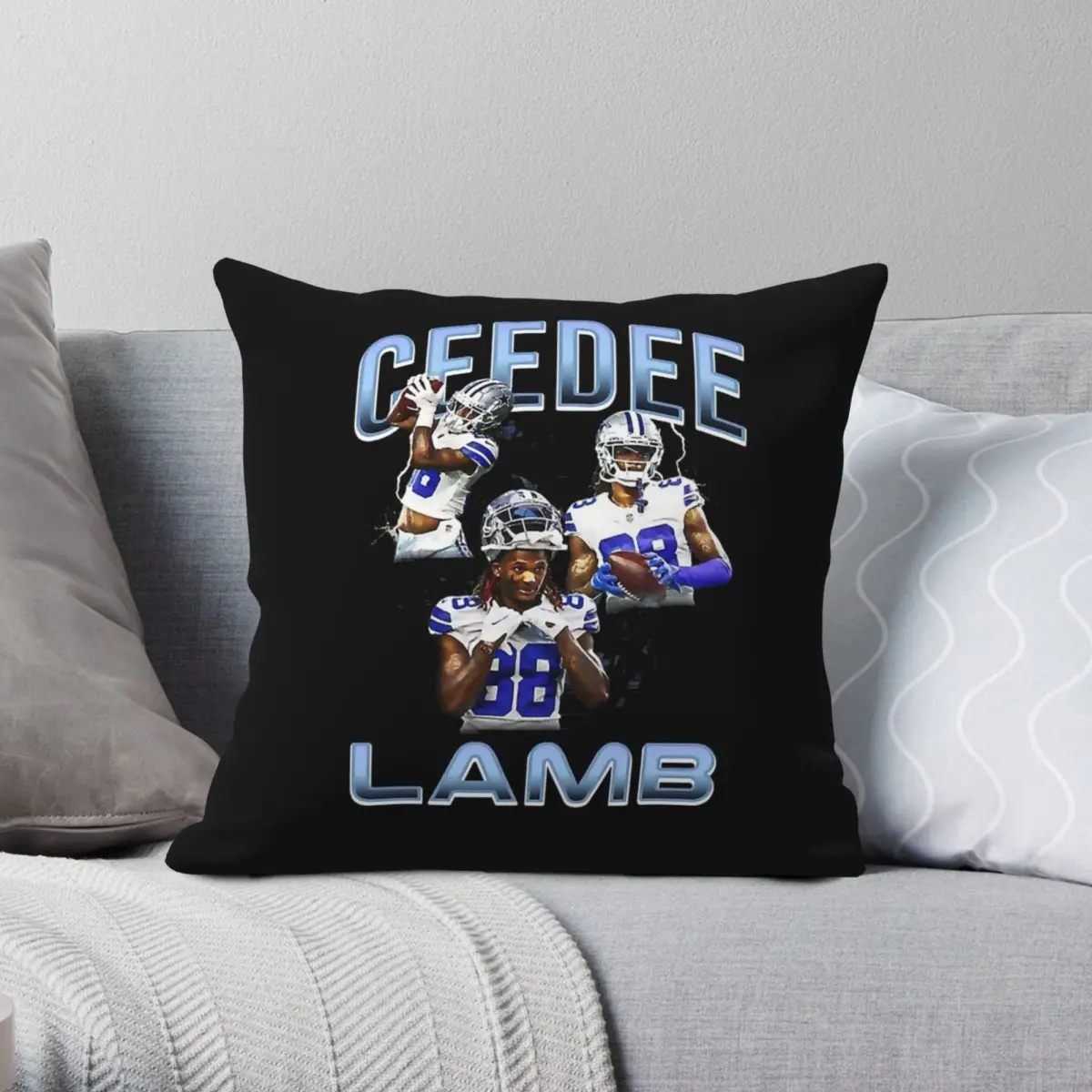 Ceedee Lamb Football Square Pillowcase Polyester Linen Velvet Pattern Zip Decorative Pillow Case Car Cushion Cover