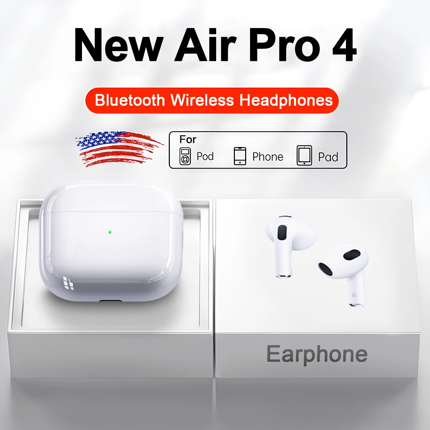 Air Pro4-auriculares inalámbricos TWS originales, cascos deportivos con Bluetooth, Mini auriculares internos duales con micrófono, accesorios para teléfono