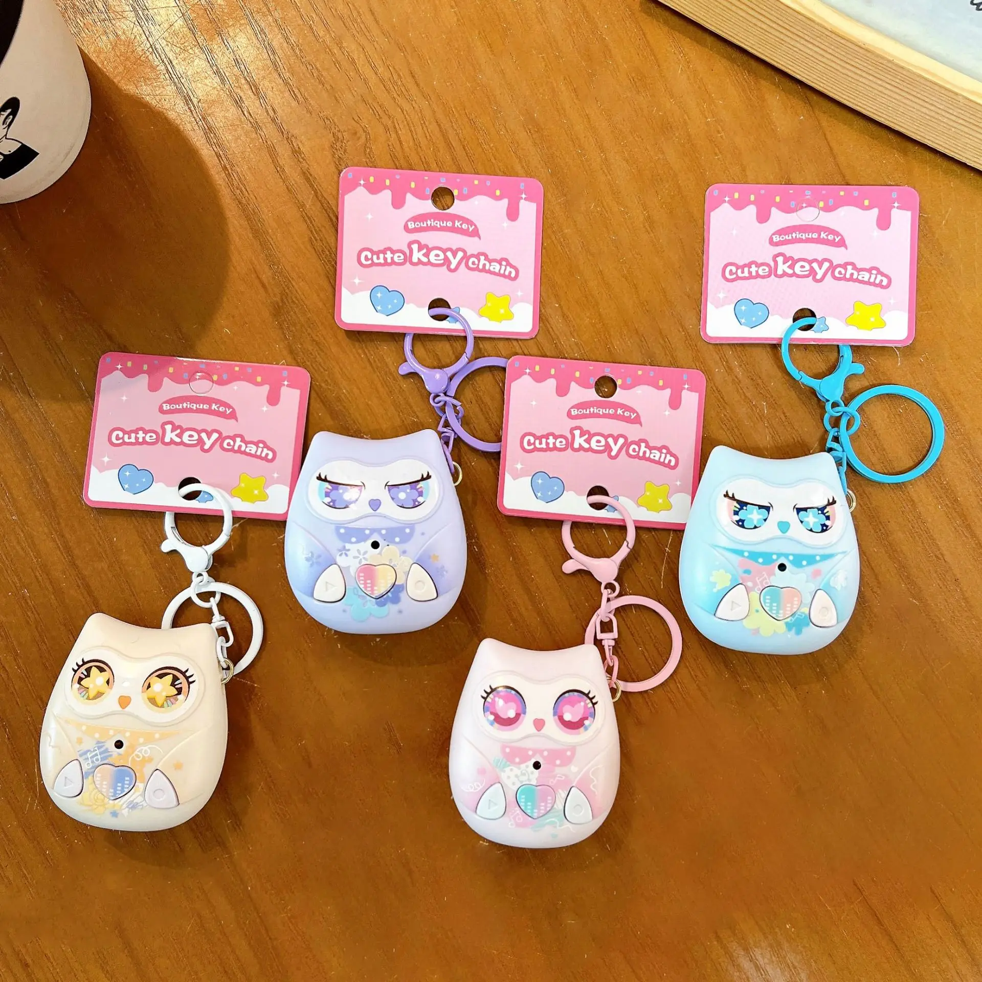 Adorable Owl Voice Recorder Keychain Portable Recordable Pendant Keyring for Friends Kids Birthday Gift Backpack Key Chains